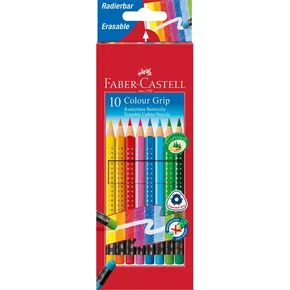 Kredki Faber-Castell 116613 Grip 2001 z kolorową gumką 10 kolorów